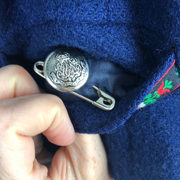 Lang Originals l Vintage? Navy Floral Trim Coat - Picture 6 of 8